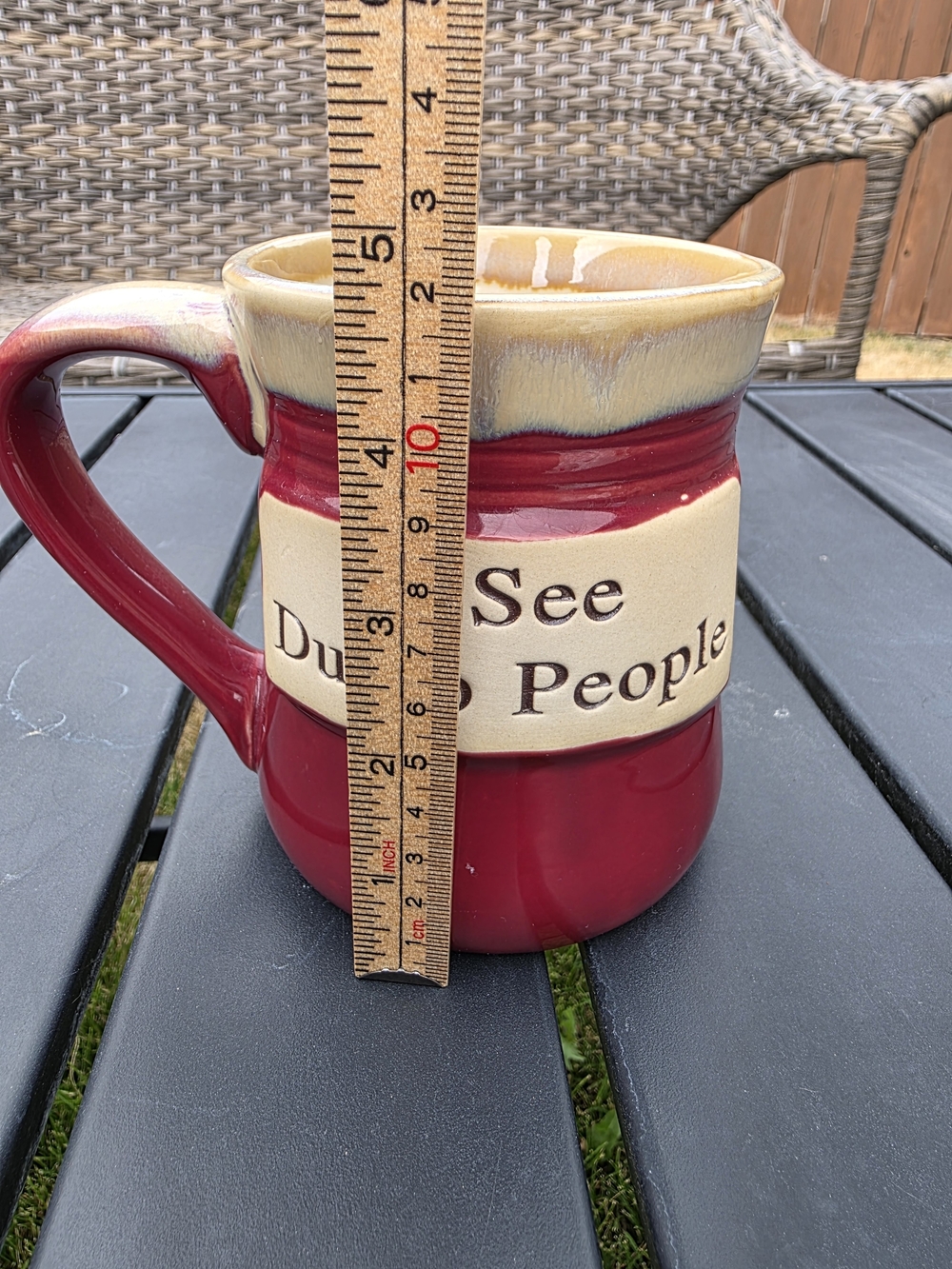 LTD Commodities I See Dumb People Mug Drip Glaze Stoneware Novelty Burgundy 16oz - Picture 6 of 7